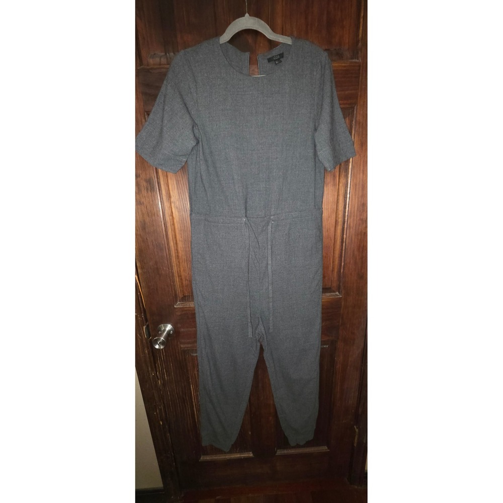 COS Grey Short Sleeve Drawstring Waist Jumpsuit Size 2 Tapered Leg Jogger Cuff